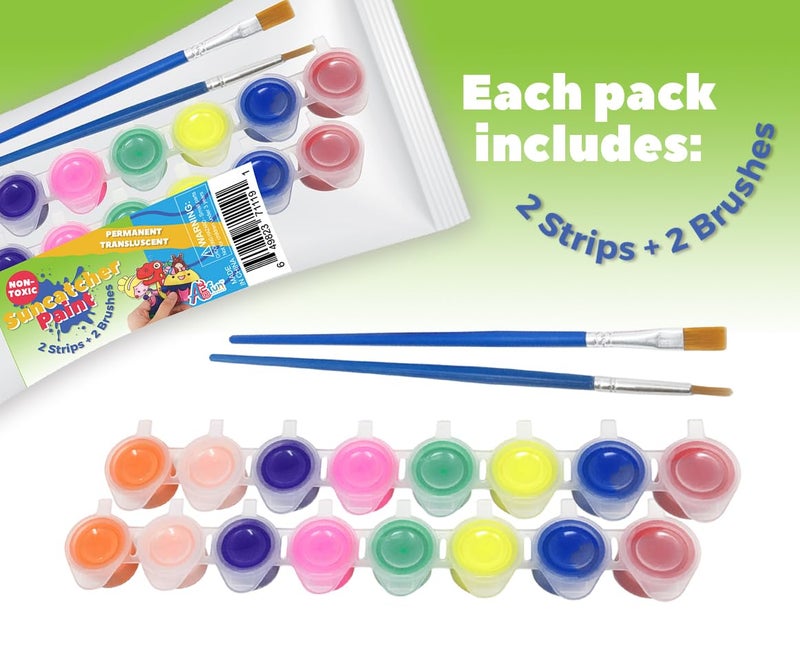 AoneFun Suncatcher Paint - 2 Strips + 2 Brushes - Stained Glass Window Art Paint Craft Transparent Sun Catcher Paint Set - Image 2